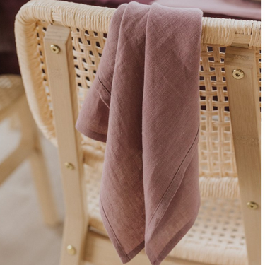 Pink linen tea towel