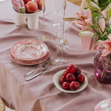 Pink linen tablecloth - Per piece