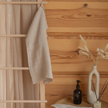 Theedoek linnen met wafelpatroon