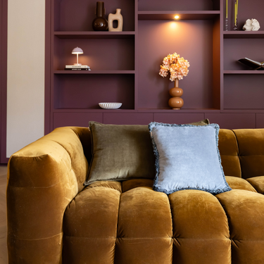 Kotabo sierkussen effen blauw met franjes – 45 x 45 cm – Burly blue