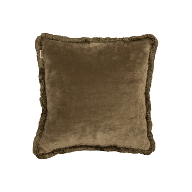 Kotabo decorative cushion plain green with fringes – 45 x 45 cm – ''Olive Oasis''