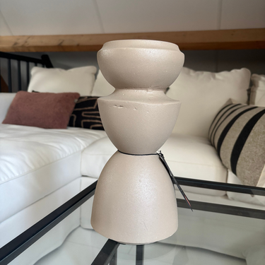 XL candlestick taupe - 14 x 28 cm