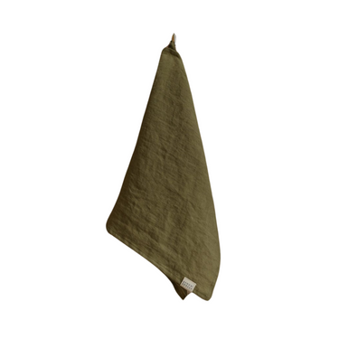 Green linen tea towel