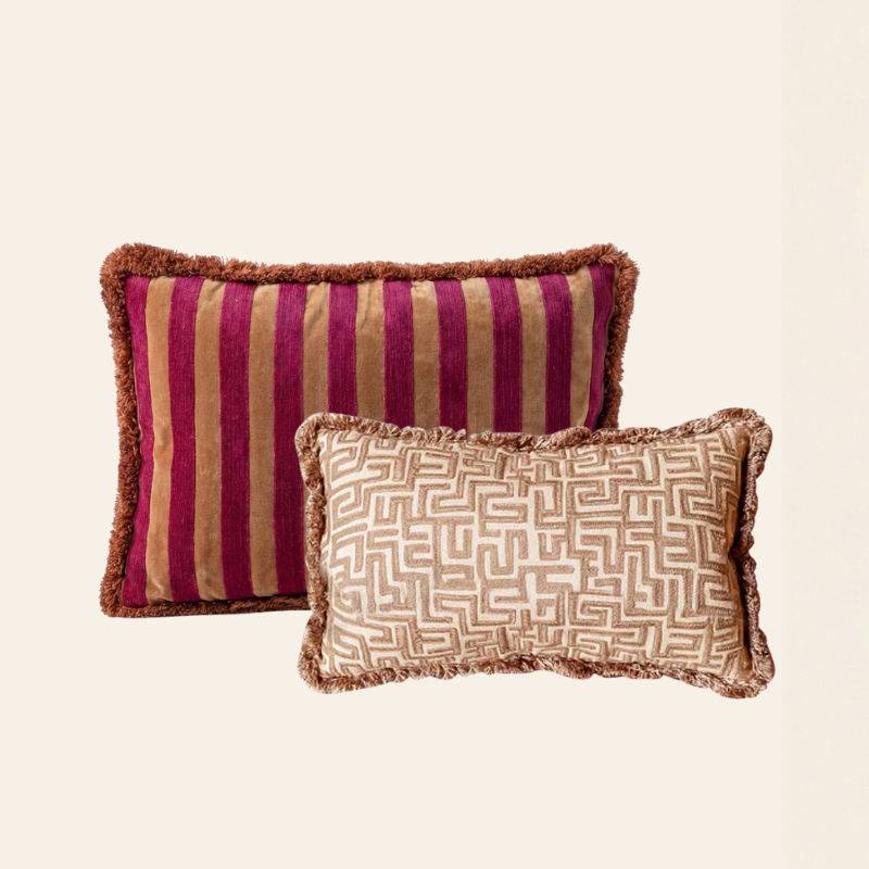 Kotabo Dekokissen-Set Evy – 2 Kissen – Beere & Beige