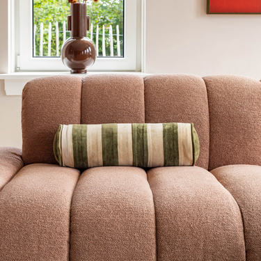 Kotabo bolsterkussen met strepen - 15 x 50 cm - Olive Oasis & Butter Beige