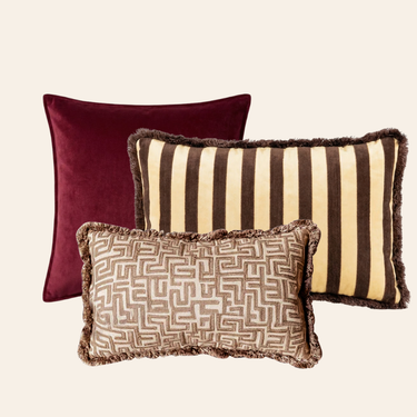 Set di cuscini decorativi Kotabo Charline – Set da 3 cuscini – Chocolate Chic, Magical Mauve & Bold Beige