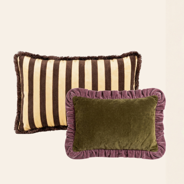 Set di cuscini decorativi Kotabo Nikki – Set da 2 cuscini – Chocolate Chic, Olive Oasis & Plum Powder