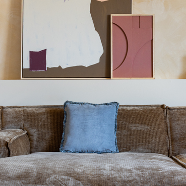 Kotabo Dekokissen, einfarbig blau mit Fransen – 45 x 45 cm – Burly Blue