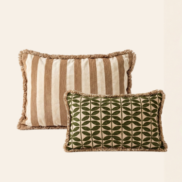 Kotabo sierkussenset Sara – Set van 2 kussens – Bold Beige & Olive Oasis