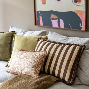 Set di cuscini decorativi Kotabo Clarissa – Set da 4 cuscini – Chocolate Chic, Perfect Pistache, Olive Oasis & Bold Beige