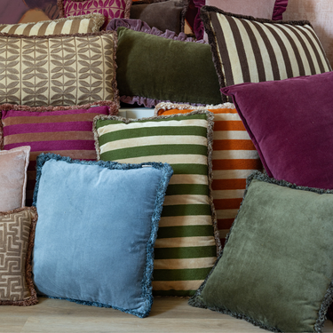 Kotabo Dekokissen, einfarbig blau mit Fransen – 45 x 45 cm – Burly Blue