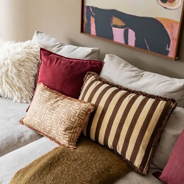 Set di cuscini decorativi Kotabo Charline – Set da 3 cuscini – Chocolate Chic, Magical Mauve & Bold Beige