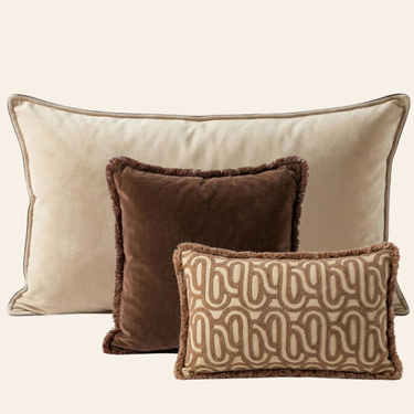 Kotabo sierkussenset Charlie – Set van 3 kussens – Butter Beige, Chocolate Chic & Bold Beige