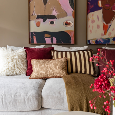 Set di cuscini decorativi Kotabo Charline – Set da 3 cuscini – Chocolate Chic, Magical Mauve & Bold Beige