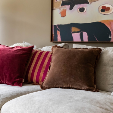 Kotabo coussin décoratif marron uni avec franges – 45 x 45 cm – Chic Chocolat