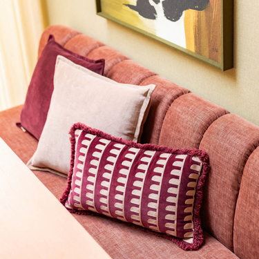 Kotabo Zierkissen mit Palisaden-Print und Fransen – 30 x 50 cm – Magical Mauve & Pretty in Pink