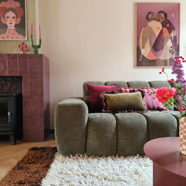 Kotabo coussins décoratifs Liva – Ensemble de 3 coussins – Baie Rosée, Mauve Magique, Poudre de Prune & Oasis d'Olive