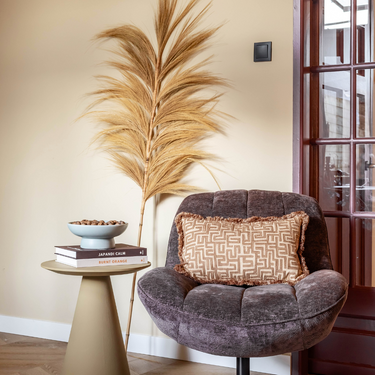 Kotabo decorative cushion beige with print and fringes – 30 x 50 cm – ''Bold Beige''