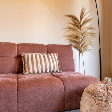 Kotabo decorative cushion with stripes and fringes – 40 x 60 cm – Bold Beige