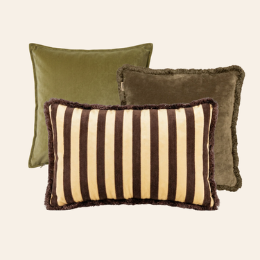 Kotabo sierkussenset Vera – Set van 3 kussens – Olive Oasis, Perfect Pistache & Chocolate Chic