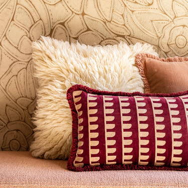 Kotabo Zierkissen mit Palisaden-Print und Fransen – 30 x 50 cm – Magical Mauve & Pretty in Pink