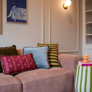 Kotabo decorative cushion plain blue with fringes – 45 x 45 cm – ''Burly Blue''