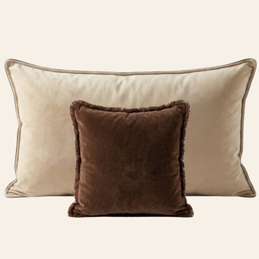 Set di cuscini decorativi Kotabo Florica – Set da 2 cuscini – Butter Beige & Chocolate Chic