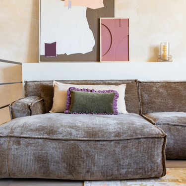 Set di cuscini decorativi Kotabo Avira – Set da 2 cuscini – Butter Beige, Olive Oasis & Plum Powder