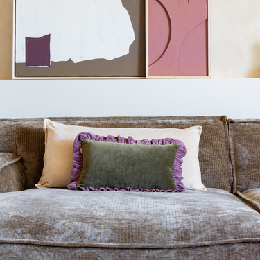 Set di cuscini decorativi Kotabo Avira – Set da 2 cuscini – Butter Beige, Olive Oasis & Plum Powder