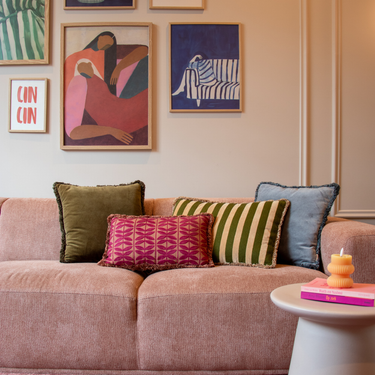 Kotabo decorative cushion plain green with fringes – 45 x 45 cm – ''Olive Oasis''