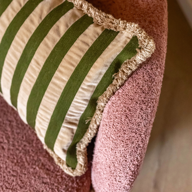 Kotabo decorative cushion stripes with fringes - 40 x 60 cm - ''Olive oasis''