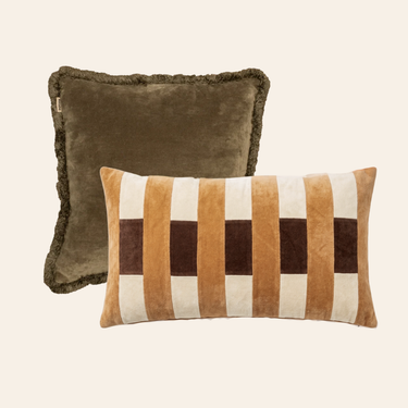Kotabo Zierkissen-Set Eleanor – 2er-Set Kissen – Olive Oasis, Chocolate Chic, Caramel Crunch & Butter Beige