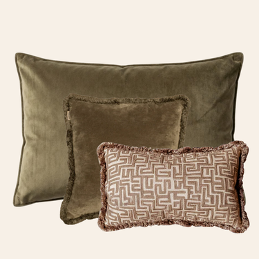 Kotabo Dekokissenset Emily – 3er-Set Kissen – Oliv &amp; Beige