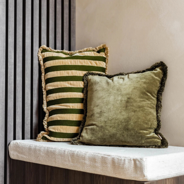 Kotabo decorative cushion set Isa – Set of 2 cushions – 'Olive & Olive'