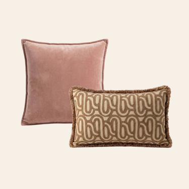 Kotabo coussins décoratifs Pam – Ensemble de 2 coussins – Joli en Rose & Beige Audacieux