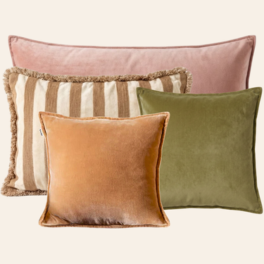 Set di cuscini decorativi Kotabo Quinty – Set da 4 cuscini – Rosa, pistacchio, caramello & beige