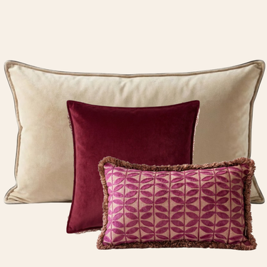 Set di cuscini decorativi Kotabo Roos – Set da 3 cuscini – Butter Beige, Magical Mauve & Blushed Berry