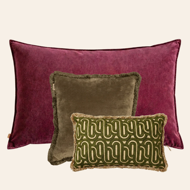 Kotabo Camille Decorative Cushion Set – Set of 3 Cushions – Mauve &amp; Olive