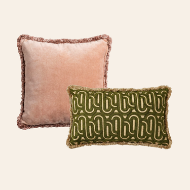 Kotabo Maud decorative cushion set – Set of 2 cushions – 'Pink &amp; Olive'