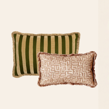 Kotabo Mila Decorative Cushion Set – Set of 2 Cushions – Olive &amp; Beige