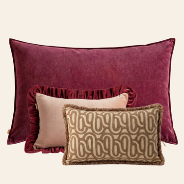 Kotabo sierkussenset Nola – Set van 3 kussens – Magical Mauve, Pretty in Pink & Bold Beige