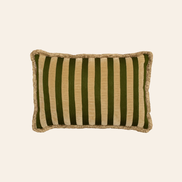 Kotabo decorative cushion stripes with fringes - 40 x 60 cm - ''Olive oasis''