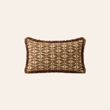 Kotabo decorative cushion with Butterfly print beige with fringes – 30 x 50 cm – Bold Beige