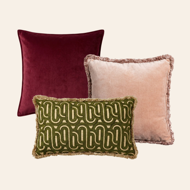 Kotabo decorative cushion set Lisanne – Set of 3 cushions – Mauve, pink &amp; olive